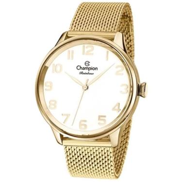 Imagem de Relógio CHAMPION feminino dourado branco esteira CN29919M