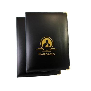 Imagem de 2 Pasta Cardápio Luxo C/4 Bolsas A4 Menu Restaurante
