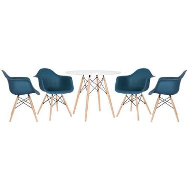 Imagem de Mesa Redonda Eames 90 Cm + 4 Cadeiras Eiffel Daw - Mobili