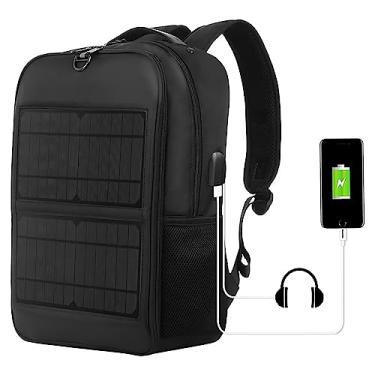 Imagem de Mochila solar de 5 V 14 W, painel solar com porta de carregamento USB, bolsa ergonômica para laptop, para caminhadas, acampamento, viagens