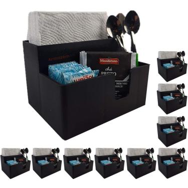 Imagem de Kit 10 Porta Guardanapo Mesa Papel Sachê Café Açúcar Adoçante Mexedor Lanche - Coza