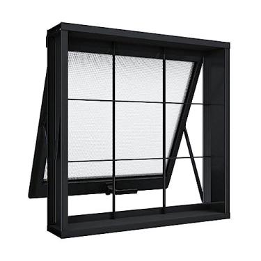 Imagem de Janela Maxim-Ar de Aço 50 x 50 x 12 cm Preto Grade Quadrada Riobras Pronta