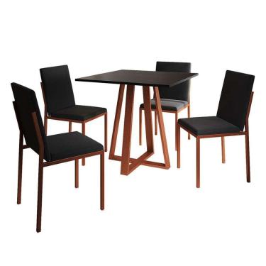 Imagem de conjunto de mesa de jantar com 4 cadeiras mônaco veludo preto e cobre