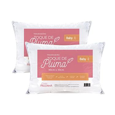 Imagem de Travesseiro Infantil Berço Toque Pluma Pena 100% Algodão 200 Fios 40x30cm Antialérgico, Lavável em Máquina, Kit 2