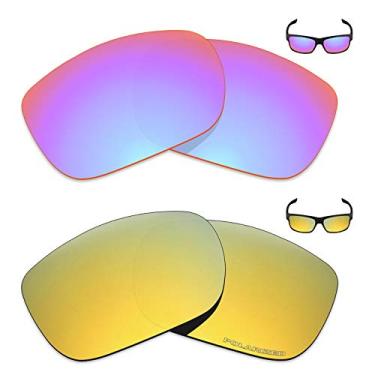 Imagem de Mryok+ 2 pares de lentes polarizadas de substituição para óculos de sol Oakley Two Face – Rosa cobalto/Ouro 24K