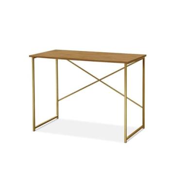 Imagem de Aparador Steel 90 cm Estilo Industrial com Pés em Aço Dourado/naturale
