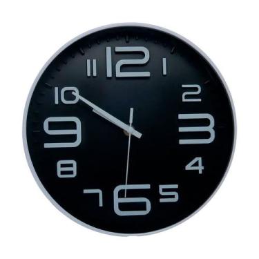 Imagem de Relógio De Parede Em Plástico Preto Com Branco 25X4cm 2747 - Lyor - Ly