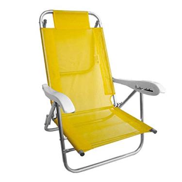 Imagem de Cadeira de Praia Alumínio Reclinável com Apoio Sanet Ronchetti Amarelo