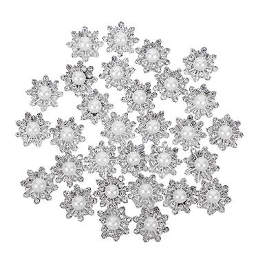 Imagem de NUOBESTY 30 Unidades Floco De Neve Com Diamante Botões De Bricolage Jóia De Costura Artificial Botões De Floco De Neve Branca Botões De Strass De Roupas Cristal Suprimentos Caseiros Metal