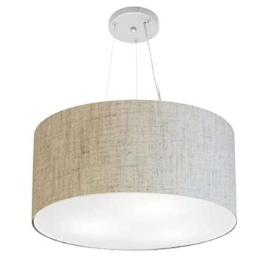 Imagem de Lustre Pendente Cilíndrico Cúpula Tecido 50x30 cm, Vivare Iluminação, Pendente4189 RST, Rustico Bege, Médio