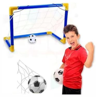 Imagem de Trave De Futebol Infantil GRANDE TRAVINHA + Bola + REDE + BOMBINHA Mini Gol Brinquedo DESMONTÁVEL GOLZINHO COM BOMBA MENINO CRIANÇA FURINGUINHO QUALIDADE PREMIUM 60 CM