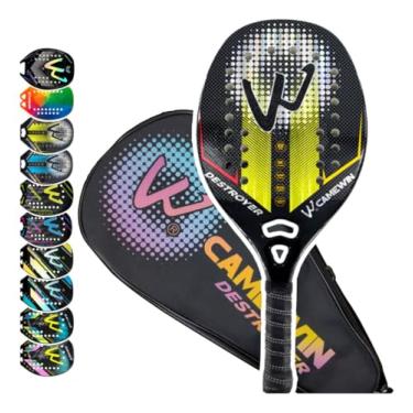 Imagem de Raquete Beach Tennis 100% Fibra De Carbono 3K - Original CAMEWIN - no Brasil - com Nota Fiscal ((DESTROYER YELLOW))