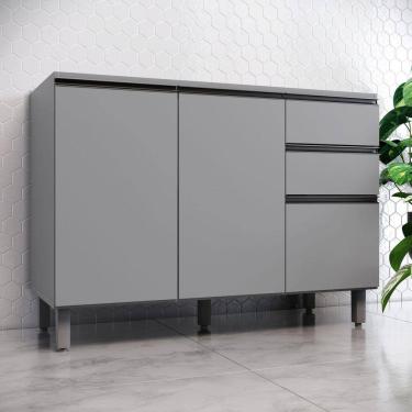 Imagem de Balcão 2 Portas 3 Gavetas 120cm Belize Henn Cinza