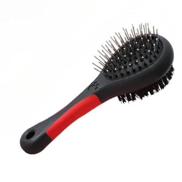 Imagem de Escova Dupla com Bolinhas Para Pentear Spitz Alemão Lulu Da Pomerânia Shitzu Marca Bacon Born (Vermelho e Preto)