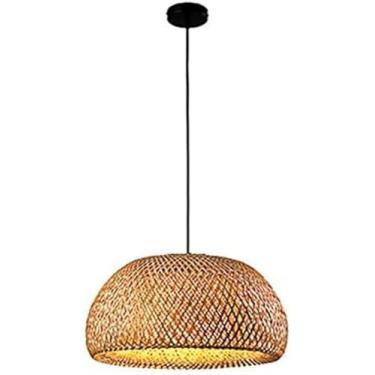 Imagem de Lâmpada de lustre de teto, luz pendente de bambu tecido chinês - lâmpada suspensa de fazenda, abajur de ninho de pássaro, luminária de bambu, lustres naturais compatíveis com cozinha, fazenda,