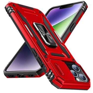Imagem de YSLBWLE Capa para iPhone 11 Pro com suporte com capa de câmera, proteção de nível militar, suporte de anel de metal, capa amortecedora para iPhone 11 Pro, vermelha 5-IP11p-02