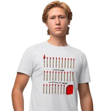 Imagem de Camisa Camiseta Masculina Estampada O Conteúdo É Fogo 100% Algodão Fio