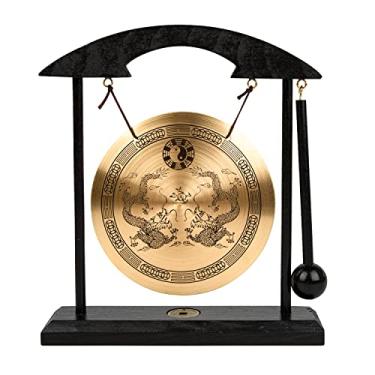 Imagem de Zen Art Brass Feng Shui Desktop Gong para decoração de mesa de escritório em casa, estatuetas colecionáveis
