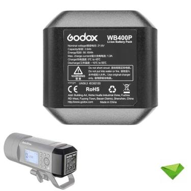 Imagem de GODOX WB400P para substituição de bateria AD400 Pro, pacote de bateria de íon-lítio 2600mAh 21.6V AD400Pro Flash Strobe Speedlite Speedlight