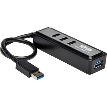 Imagem de Mini hub portátil Tripp Lite 4 portas USB-A 3.0 Superspeed com cabo embutido, USB tipo A (U360-004-MINI), preto