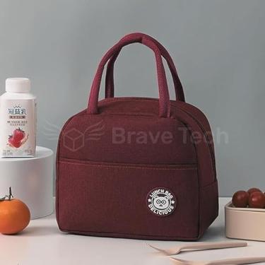 Imagem de Bolsa Térmica Fitness Marmita Viagem Nécessaire Academia Reutilizável Masculina Feminina Prova de Vazamentos Cores: Azul Vinho Preta (Vinho)