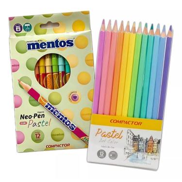 Imagem de Lapis Cor 12 Cores Pastel + 12 Canetinhas Mentos Compactor
