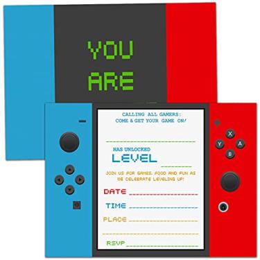 Imagem de Convites de festa de videogame, convites de festa de aniversário, celebração de festa infantil, 20 cartões com 20 envelopes – (youxika02)