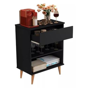 Imagem de Aparador Buffet Cantinho do Cafe 1 Gaveta Beatriz Preto - Jalmac