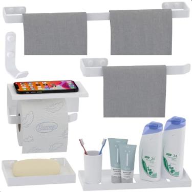 Imagem de UNIDAS STORE, Kit de Acessórios Para Banheiro Branco 6 Peças U.MAX