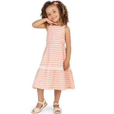Imagem de Vestido Alças Infantil Verão Tecido Eco Rosa Claro 4 a 8 - Angerô-Feminino