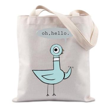 Imagem de TIIMG Oh Hello Pigeon Gift Teacher Appreciation Gift Book Reader Elephant Pigeon Bookworm Piggie Lover Tote Bag, Oh Hello, big