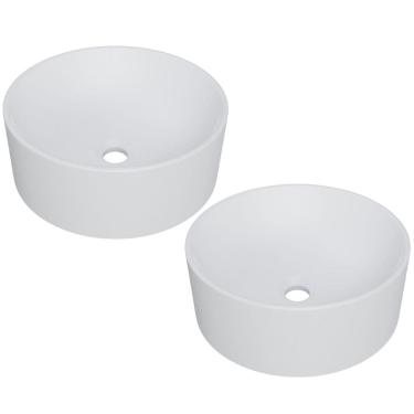 Imagem de Kit 02 Cubas de Apoio Redonda Para Banheiro Lavabo C01 BL34W Branca Matte Fosca  - Lyam