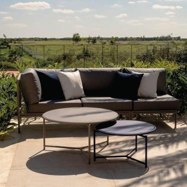 Imagem de Conjunto Jardim 1 Chaise 1 Sofá 70cm 1 Mesa Baixa 1 Mesa Centro Alta Refúgio Cabecasa Madeiramadeira Champanhe/Cinza Mesclado