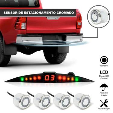 Imagem de Sensor de Ré Estacionamento Prata Cromado Aviso Sonoro Toyota Rav4 200
