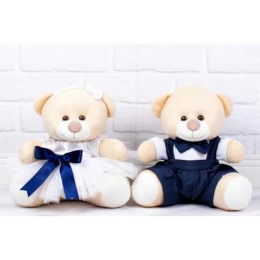 Imagem de URSO DE PELUCIA CASAL TEDDE 22 CM - PAJEM MARINHO, DAMINHA BRANCA PARA DECORAÇÃO (Pajem Marinho, Daminha Branca, detalhes marinho)