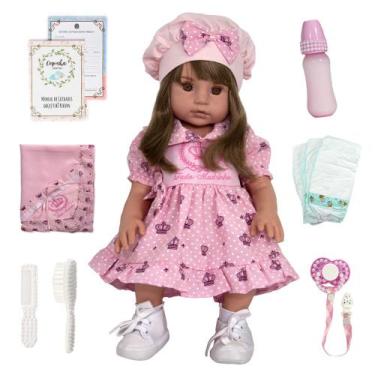 Imagem de Bebê Reborn Com Cabelo Castanho Baby Alive Corpo de Silicone - Cegonha