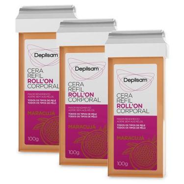 Imagem de Kit Cera Refil Roll-On Corporal Depilsam Maracujá 100G C/ 3 unidades
