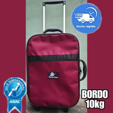 Imagem de MALA DE VIAGEM PEQUENA 10KG DE BORDO ANAC (1 Peça) PAIVA BAG . VINHO 