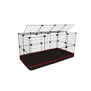 Imagem de Cercado para Porquinho da Índia Coelho 60x120x60cm Gaiola Preto com Teto e Tapete Higiênico