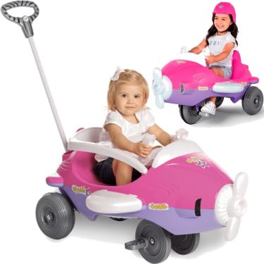 Imagem de Carrinho Avião de Passeio e Pedal Bebe Calesita Aeroh Rosa