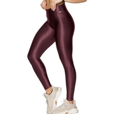 Imagem de Legging Selene Com Efeito 3D Modelo Fitness Para Academia, P, Marsala