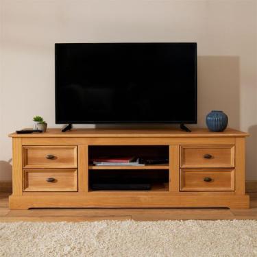 Imagem de Rack TV Bancada 55 Polegadas Madeira Maciça 4 Gavetas 2 Nichos Rústico