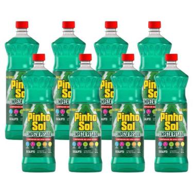 Imagem de Kit Limpador Diluível Pinho Sol Limpeza Pesada Eucalipto 1L com 8 unid