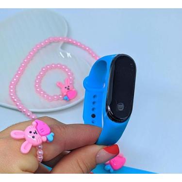 Imagem de Kit Relógio Digital Bracelete Prova água Silicone Menina + Conjunto In
