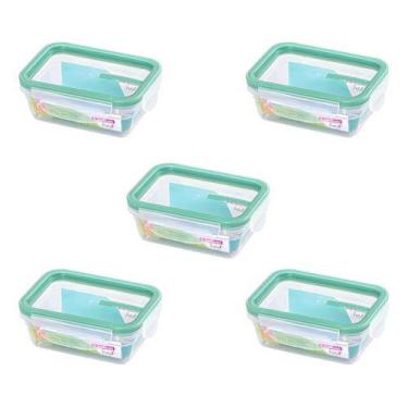 Imagem de Kit 5 Potes Plástico Com Travas Empilháveis Marmita 330ml - SANREMO