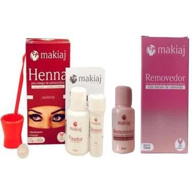 Imagem de Kit Sobrancelha Makiaj Henna E Removedor Extrato Camomila Profissional