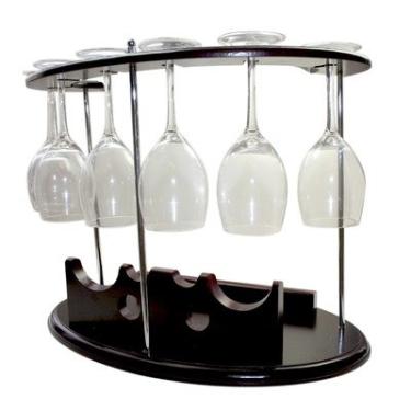 Imagem de Fifth Avenue Crystal Conjunto de 7 peças para vinho com suporte de madeira e 6 taças de vinho de 295 ml