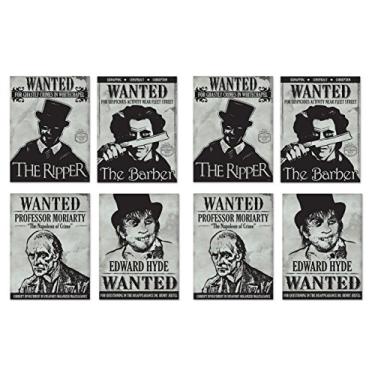 Imagem de Beistle 52187 8 peças Sherlock Holmes Wanted Sign Cutouts, 15,25 polegadas, preto/cinza