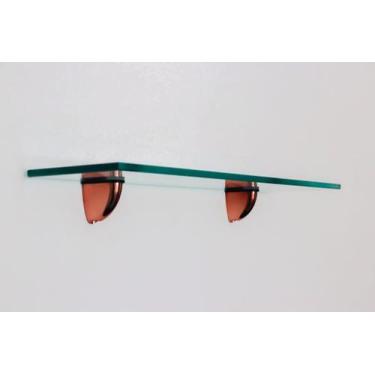 Imagem de Prateleira Vidro Suporte Bronze Luxo Sala Cozinha  - Inova Decor