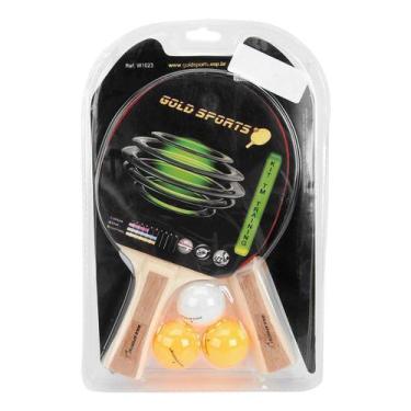 Imagem de Kit Tênis De Mesa Com 2 Raquetes E 3 Bolas Gold Sports Training